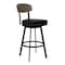 Armen Living Frisco 26" Counter Height Barstool in Matte Black Finish with Black Faux Leather and Gray Walnut LCFRBAGWVB26 - alternate 1